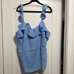 Chic Soul Light Blue Ruffle Tank Top